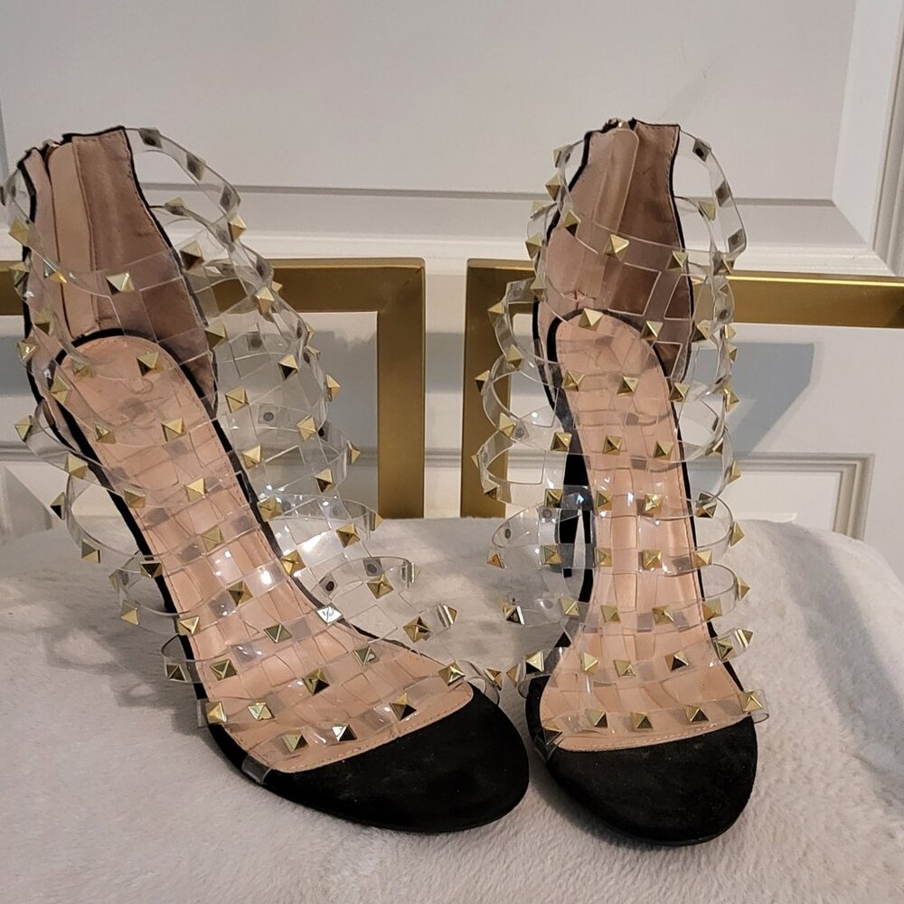 BLACK YOKI HEELED SANDALS, SIZE 11